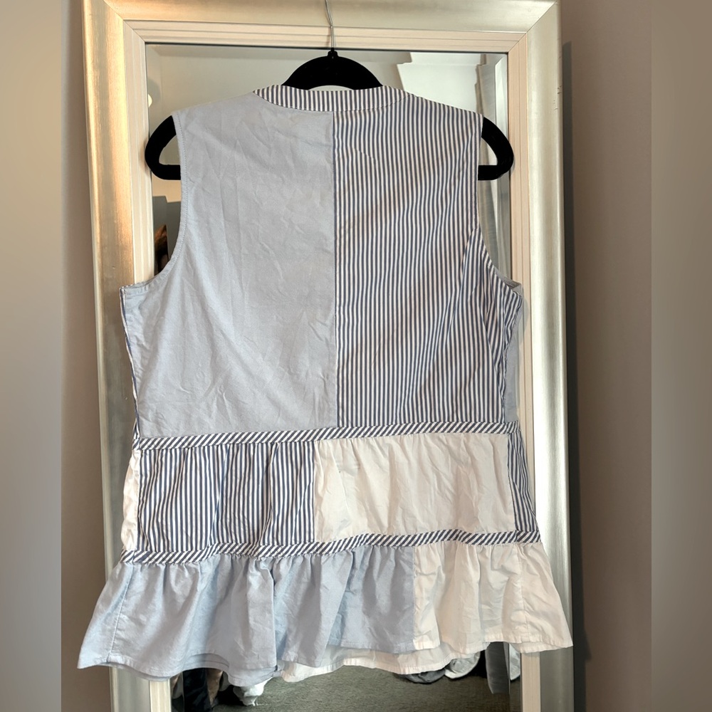 Vineyard Vines Blue & White Patchwork Sleeveless … - image 3